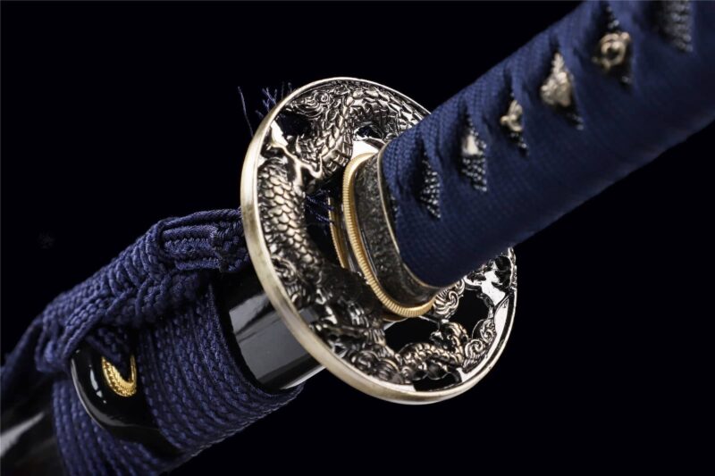 Blue Dragon King Katana Baked Blue Series Épée De Samouraï Japonais Katana Véritable Épée Faite à La Main Acier Manganèse Haute Performance Épée Longquan