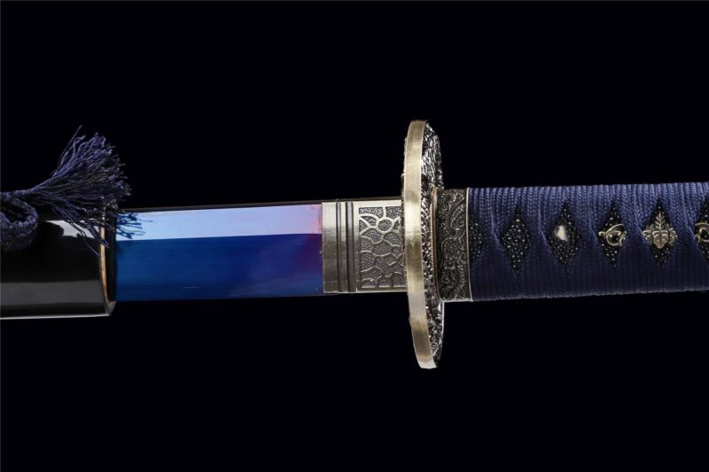 Blue Dragon King Katana Baked Blue Series Épée De Samouraï Japonais Katana Véritable Épée Faite à La Main Acier Manganèse Haute Performance Épée Longquan